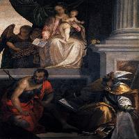 Madonna Enthroned with Child, St John the Baptist, St Louis of Toulouse and Donors
