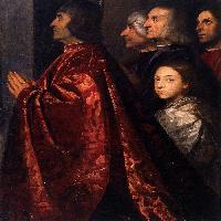 Madonna with Saints and Members of the Pesaro Family (detail)