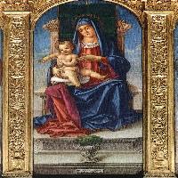 Virgin Enthroned with Child and Saints (left panel)