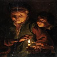 Old Woman with Boy by Candlelight