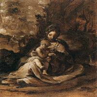 Religious Figures Praying at the Foot of a Tree