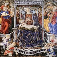 Madonna and Child Enthroned with Music-Making Angels